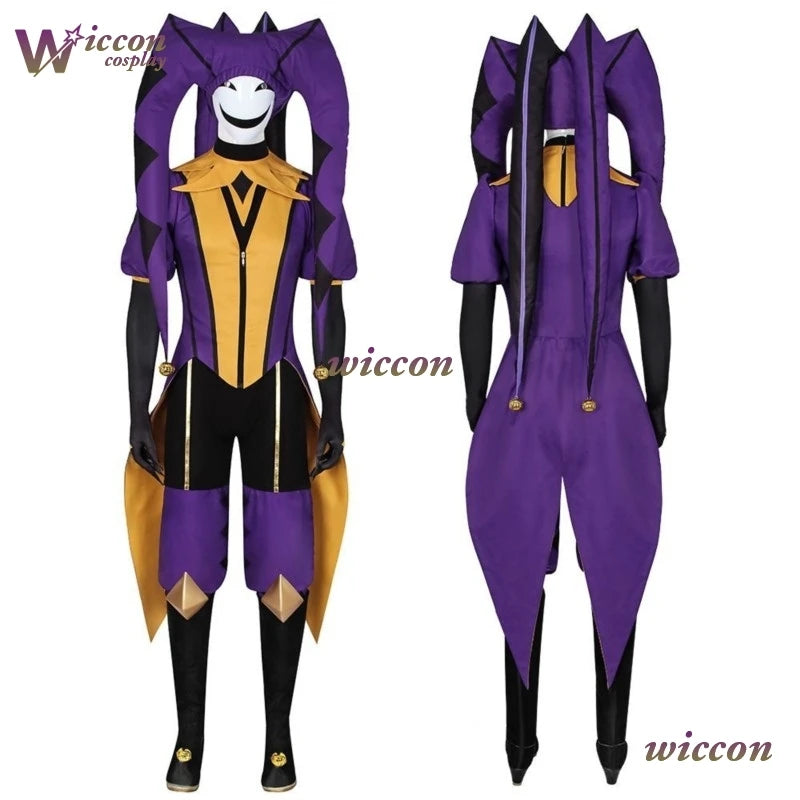 Uhah / / the Freak Circus-Jester Costume Purple Clown Outfit Costume Game Halloween Horror - shoes / XS shoes45