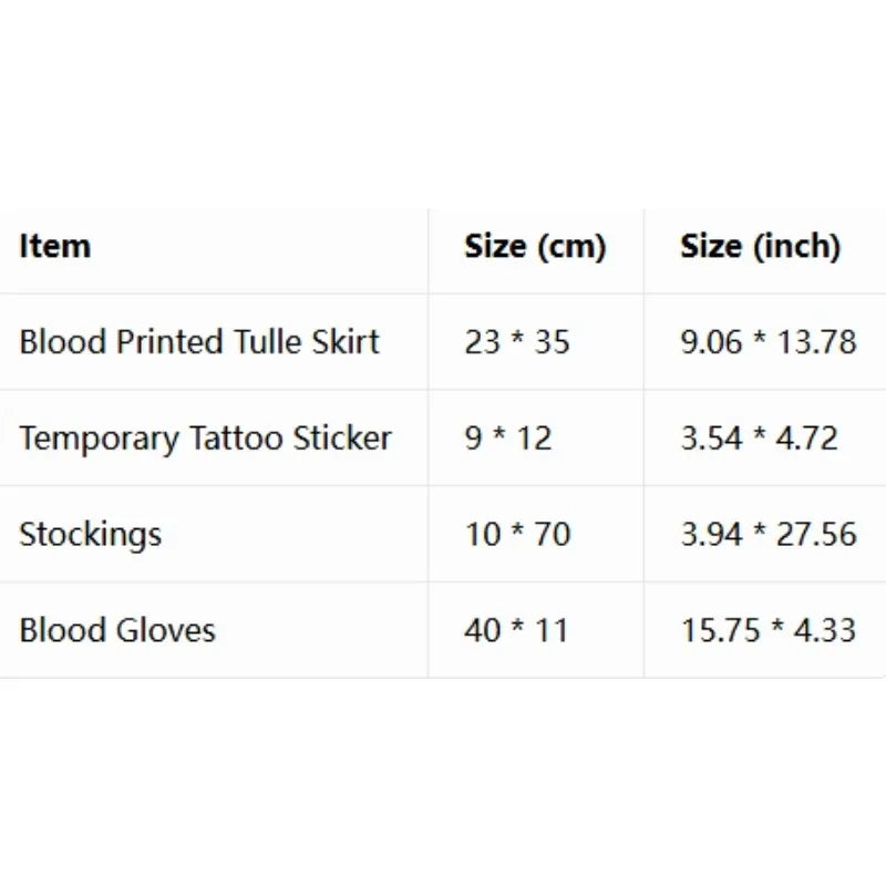 Women's Bloody Tutu Costume Kit – Skirt, Gloves & Halloween Accessories