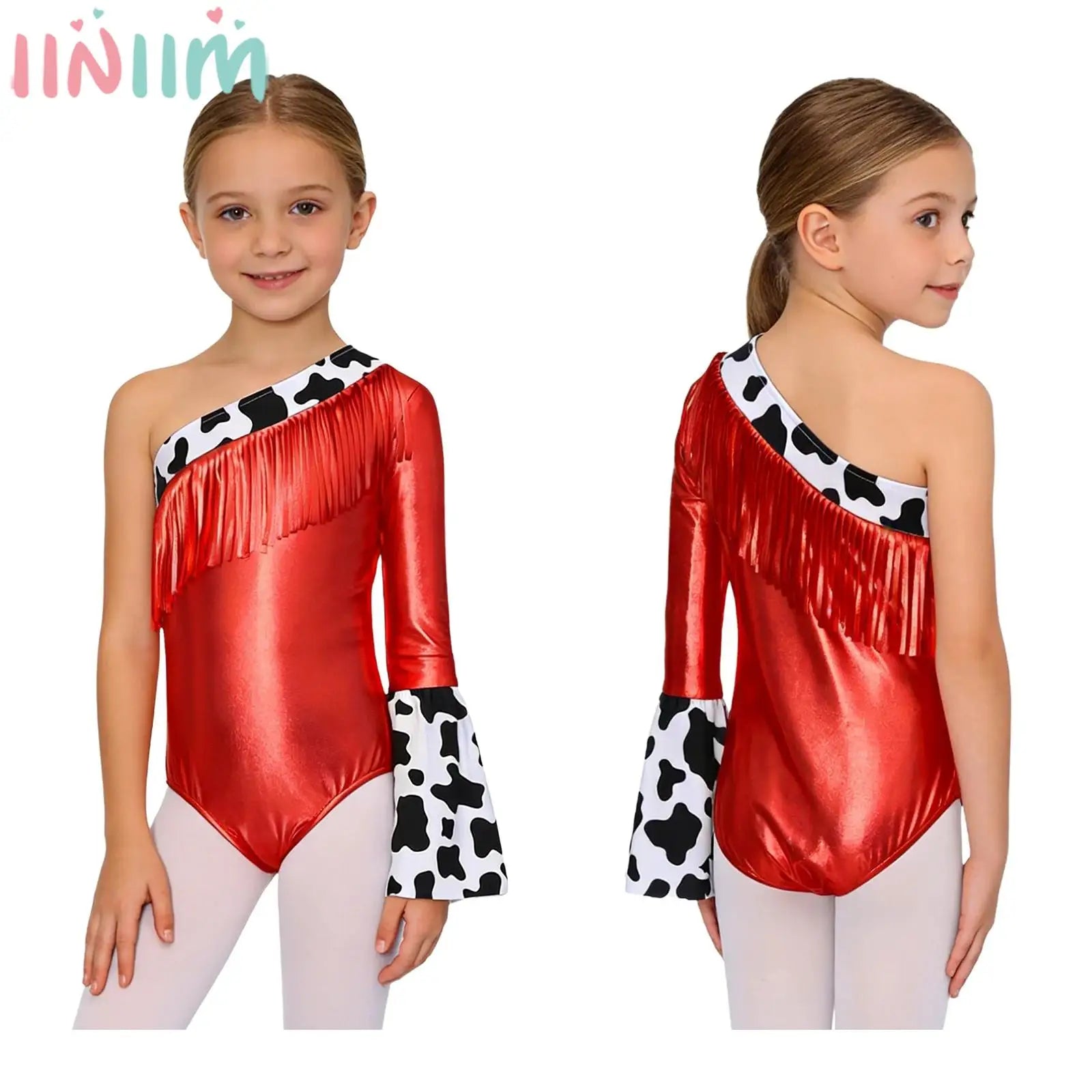 Kids' Cowboy Western Cowgirl One Shoulder Fringe Metallic Costume