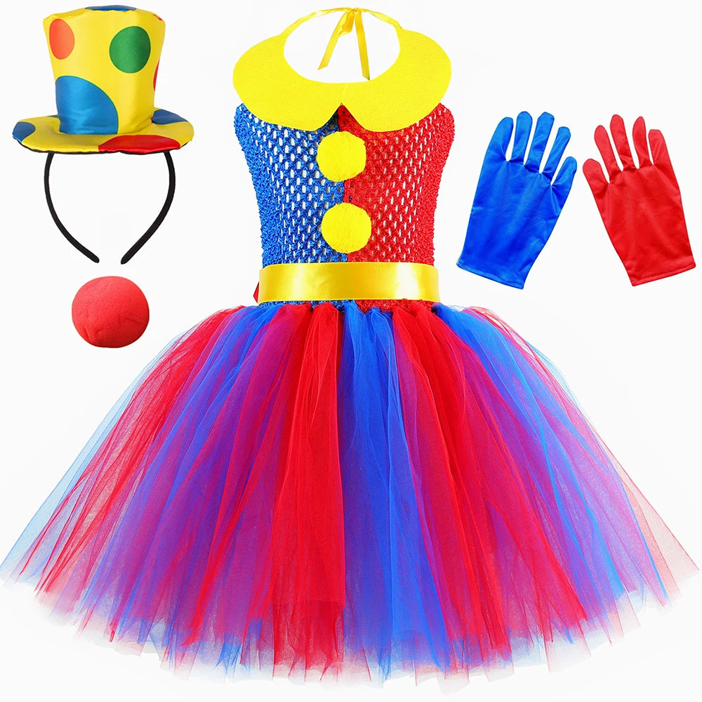 Amazing Digital Circus Pomni Costume Kids Tutu Dress Clothes Red Blue Halloween Clown Costumes Girl Fancy - product image 3