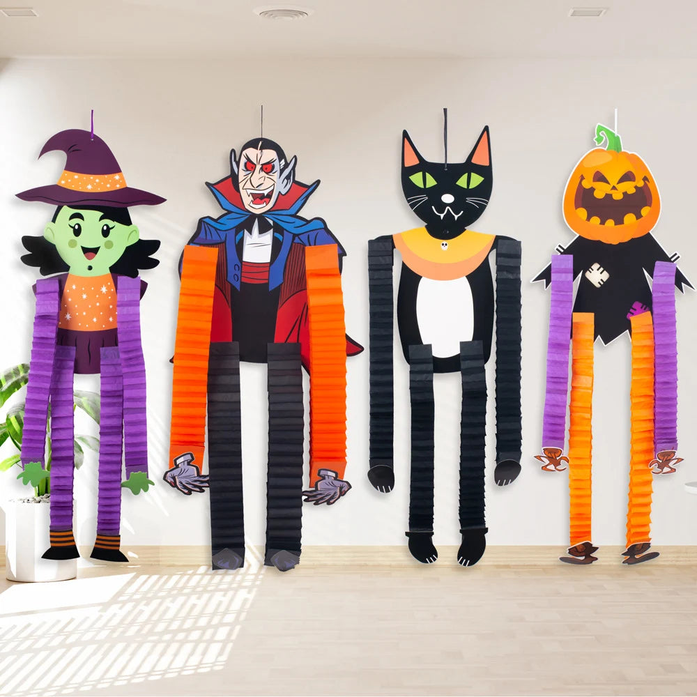 Halloween Pumpkin Vampire Sign Hanging Decorations Witch Ghost  Skull Black Cat Ornaments Halloween Party Door Wall Home Decor