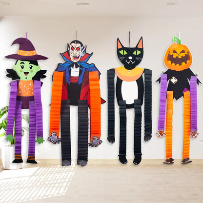 Halloween Pumpkin Vampire Sign Hanging Decorations Witch Ghost  Skull Black Cat Ornaments Halloween Party Door Wall Home Decor
