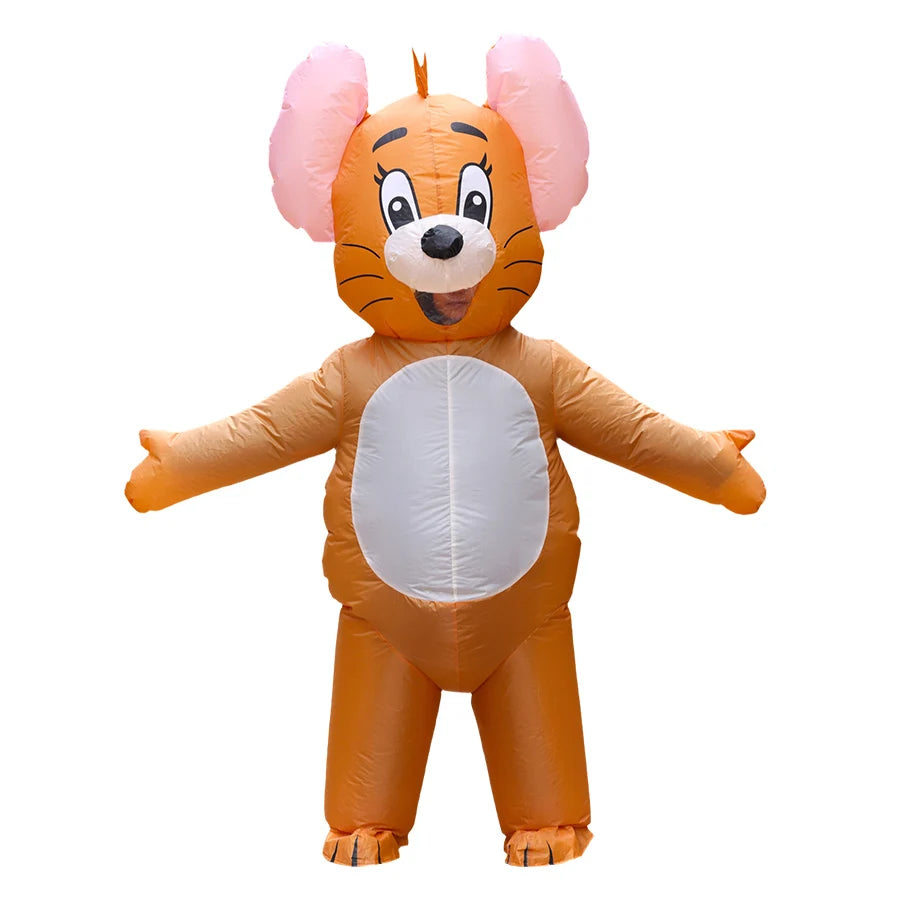 Cartoon Animal Character Inflatable Costume - Adult Cute Unique Standing Shark Inflatable for Halloween Christmas Party Play