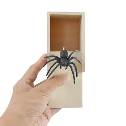 Tricky Fake Spider With Small Wooden Box Prank Joke Toy Haunted House Horror Props Kids Gift Halloween Party - product image 3