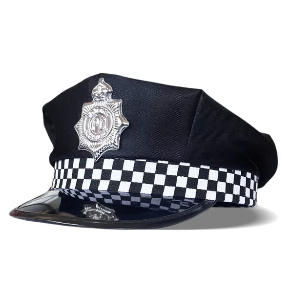 Disguise As A Police Officer Hat Octagonal Decoration Uniform Accessories Halloween - Black01 / 22.8 in (58 cm)