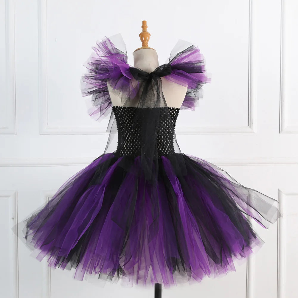 Girl Witch Halloween Disguise Costume With Hat Broom Dress Up Kids Cosplay Children Vestidos Outfit - product image 5