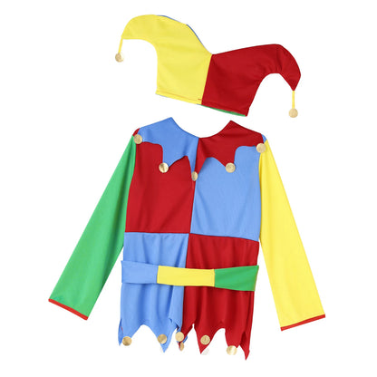 Girl Boy Circus Clown Cospaly Costume Halloween Performance Dress Hat Waistband Pants Set - Top with Pants / 11-14Y