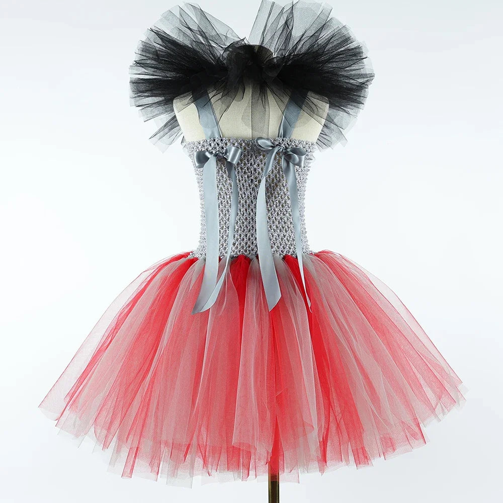 Scary Killer Clown Costume for Girls Halloween Tutu Dress Outfit Creepy Joker Costumes - Only 1pcs Dress / 10
