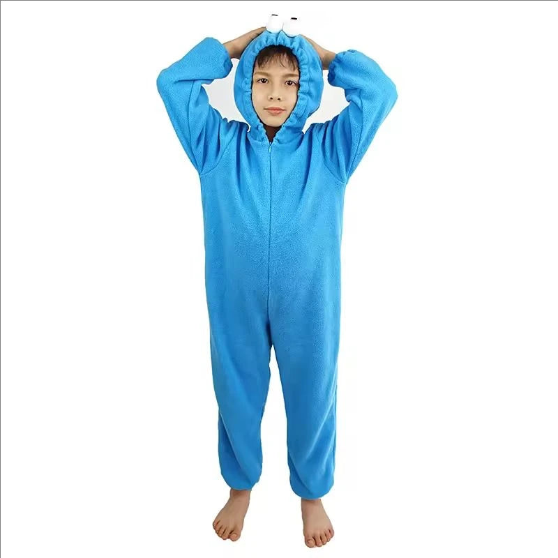 Halloween Cookie Monster Elmo Jumpsuit Sleepwear Sesame Street Children's Stage Performance Costume Women's Ethnic Fashion