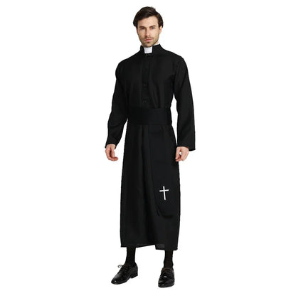 Men's Black Priest Traditional Robe Christmas Costume - alternate view 3