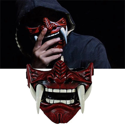 Japanese Samurai Oni Demon Mask Halloween Demon Samurai Costume Horror Prajna Killer Masks - A
