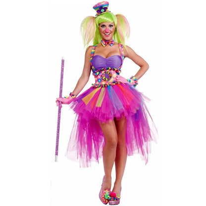 Adult Circus Clown Quinn Honey Clowns Sexy Classic Candy Color Costume - alternate view 7