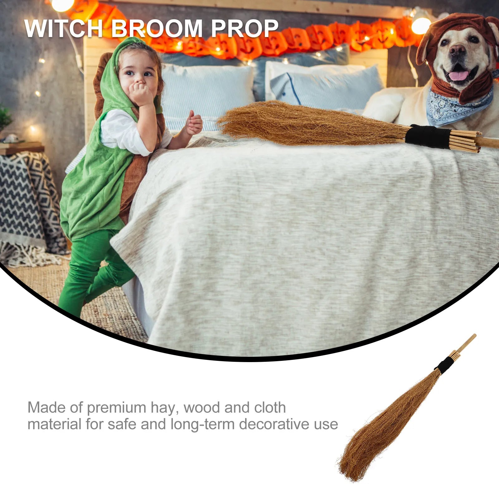 Witch Halloween Decor Halloween Props Witch Broom Prop Tiny Cleaning Craft Indoor Outdoor Home Supplies Broom - product image 2