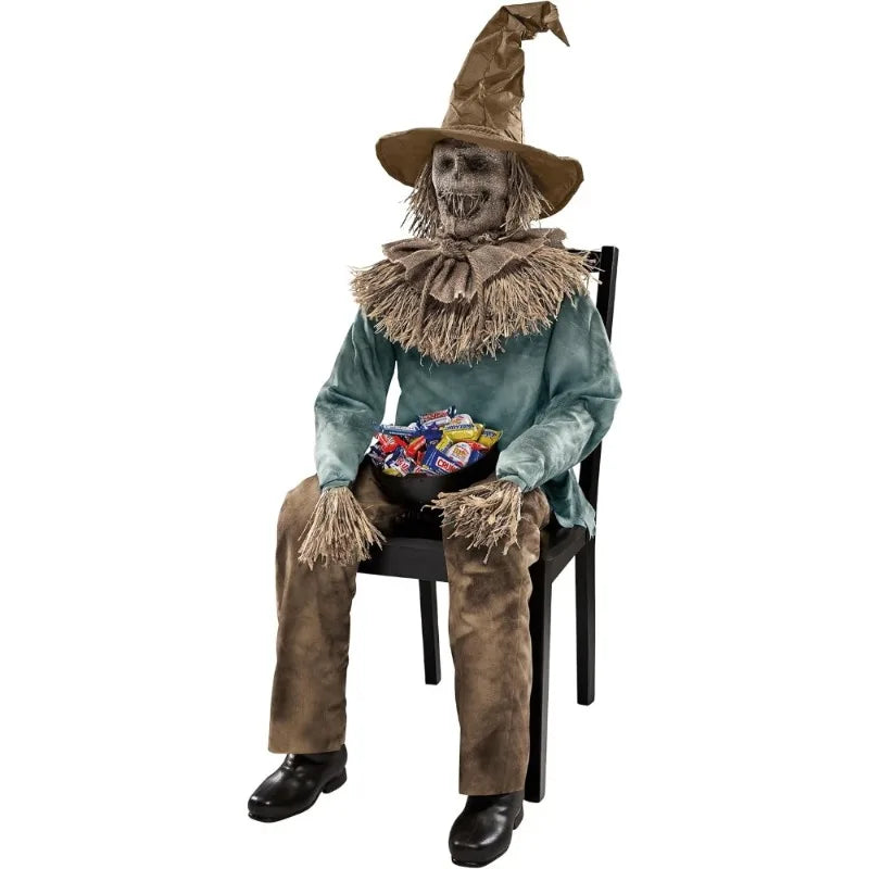 Scary Sitting Scarecrow Animatronic Pop up Motion Halloween Decoration - product image 2