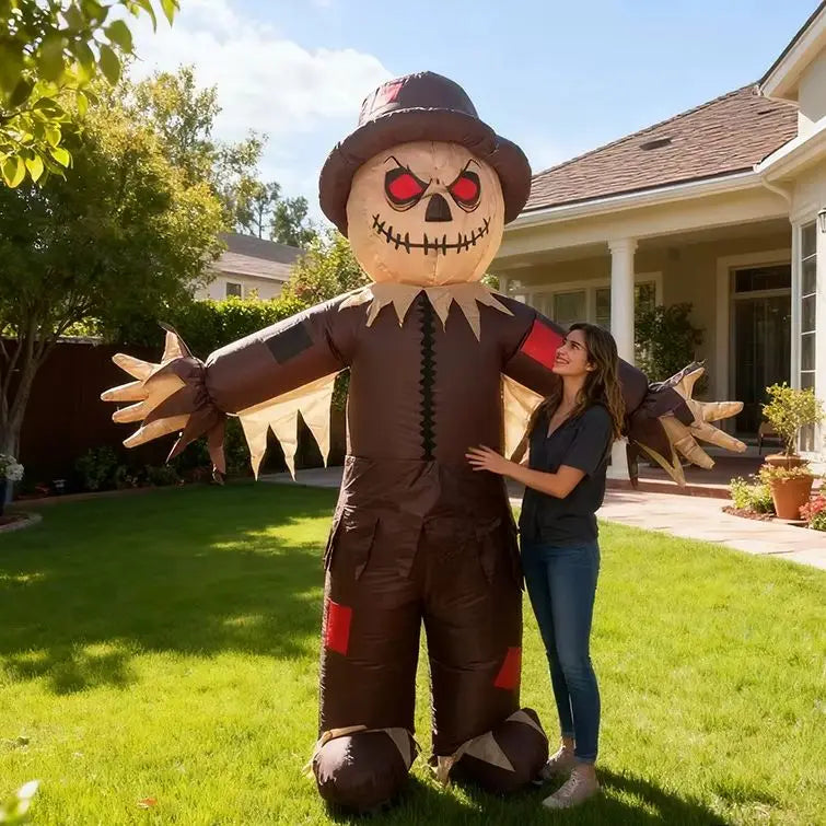 Haunted House Scarecrow Inflatable Costume Glowing Eyes Costume Horror Costume Full