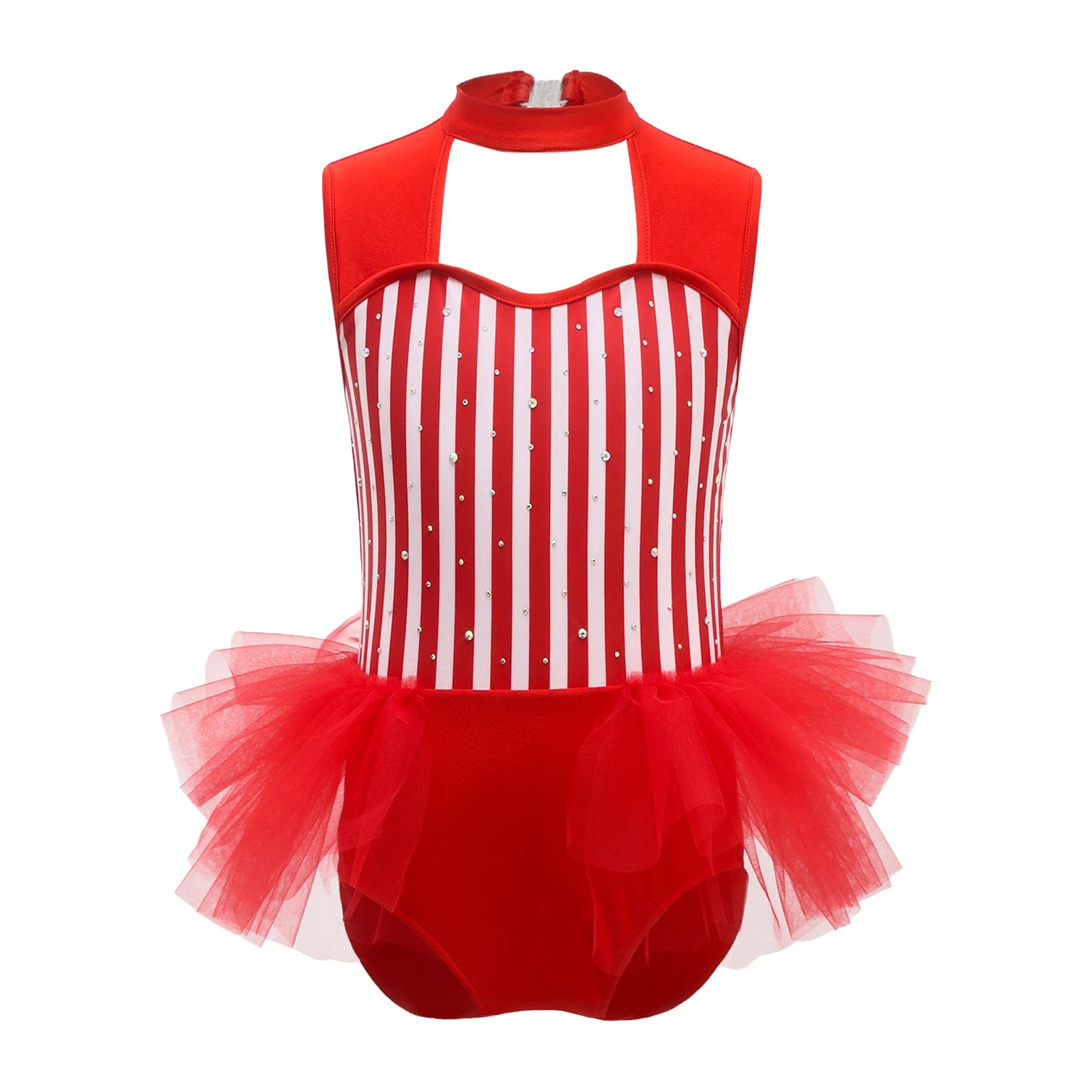 Kids Girl Halloween Circus Clown Costume Shiny Striped Tutu Leotard Ballet Gymnastics - Black A / 8