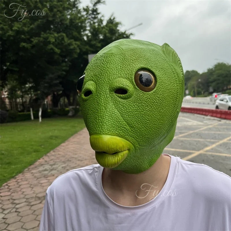 Halloween Costume Yellow Duck Head Party Animal Mask Cosplay Prop Latex Masks Green Fish Mask Funny Duck Bill