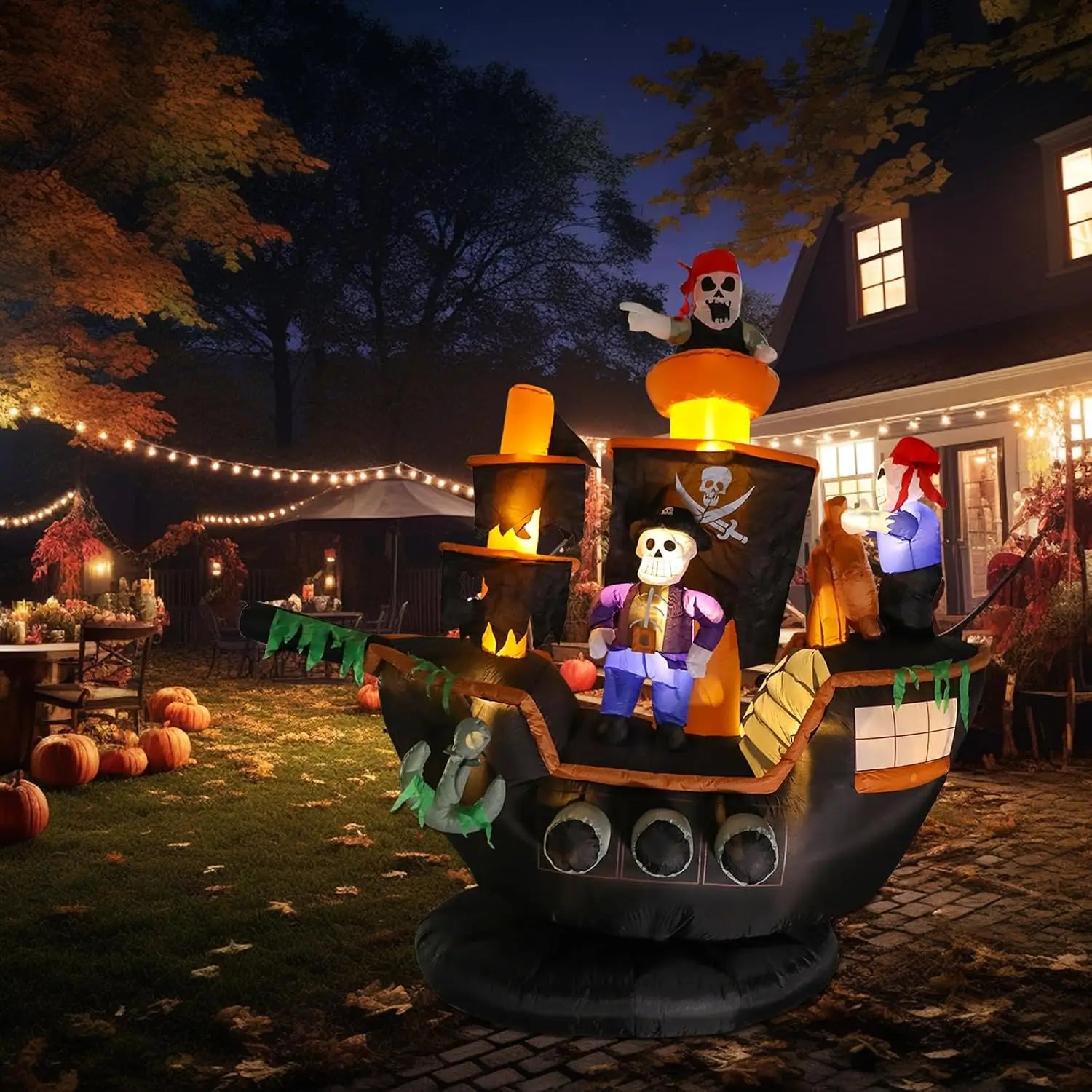 Outdoor Inflatable Decorations, 7ft Giant Pirate Ship Yard Decoration