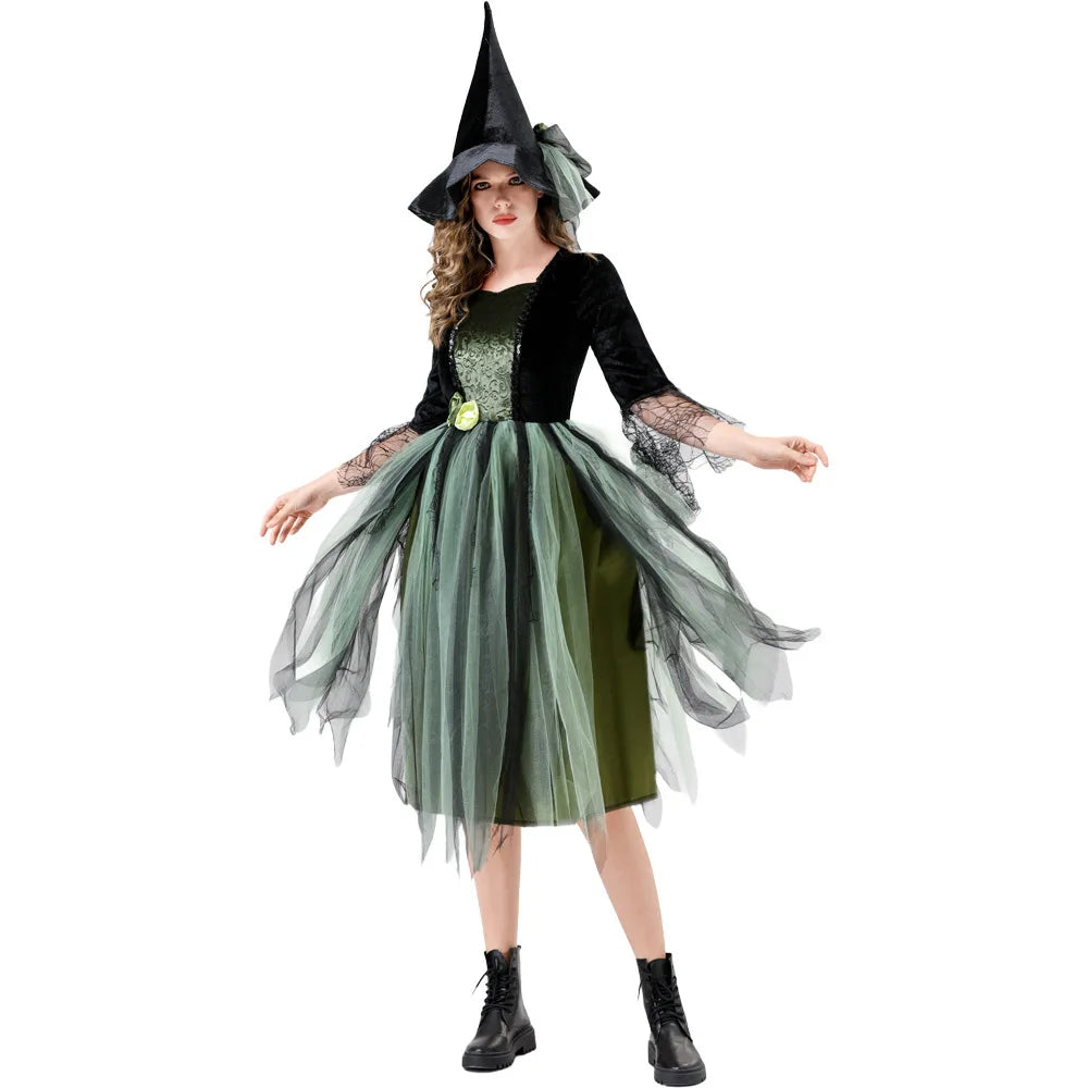 Halloween Carnival Witch Adult Women Costume Gothic Vampire Long Sleeve Dress Cosplay Party Costumes - product image 4