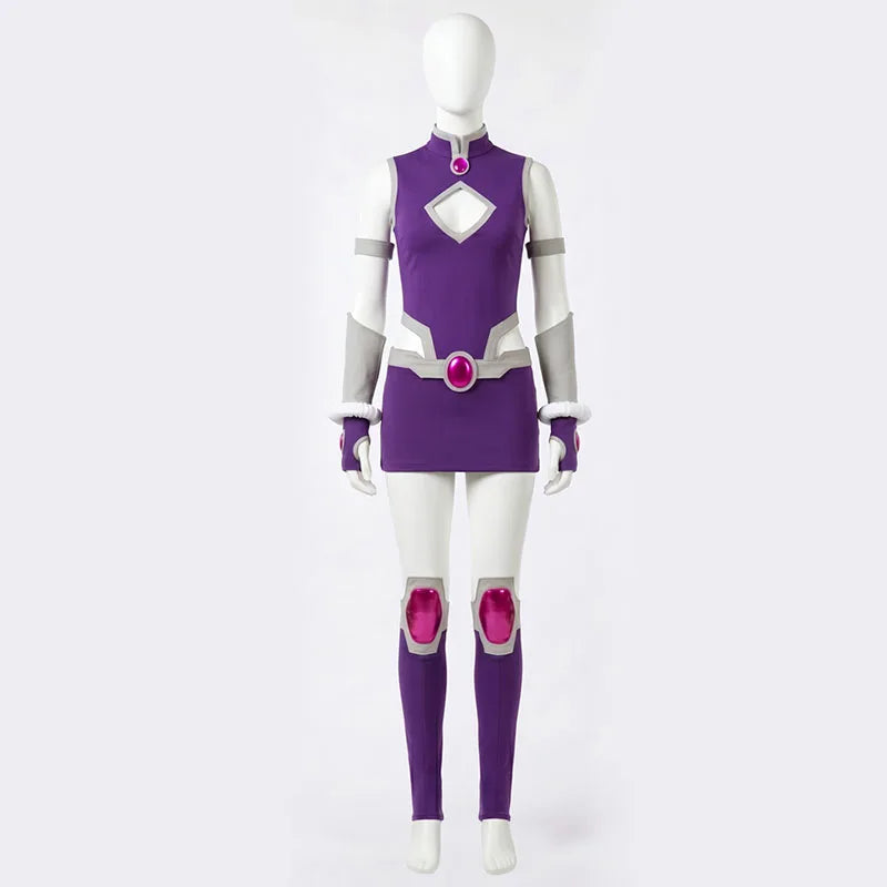 Starfire-Inspired Women's Purple Superhero Cosplay Bodysuit - Purple XXXL
