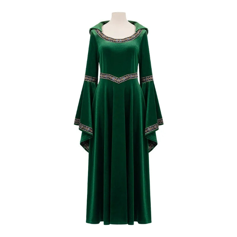 Medieval Retro Gothic Hoodie Witch Long Dress Women Halloween Victorian Vampire Wizard Devil Cosplay Party - product image 5