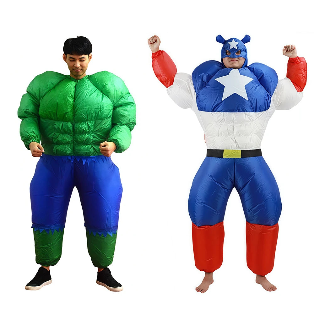 Inflatable Captain Hulk Super hero Cosplay Jumpsuit Costume Halloween for Man Party - product image 1
