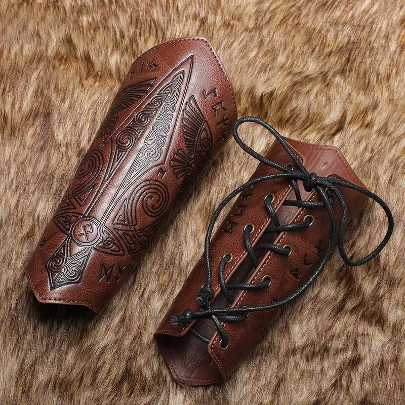 1 Pcs Medieval Gothic Armor Gloves Wide Cuffs Bracers Armor Arm - view 2