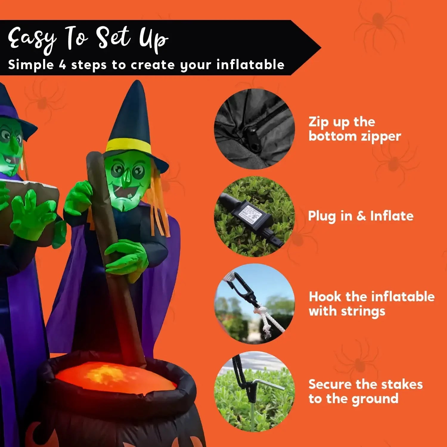 Joyfy 6ft Inflatable Witches Outdoor Cauldron Pot Large Decorations