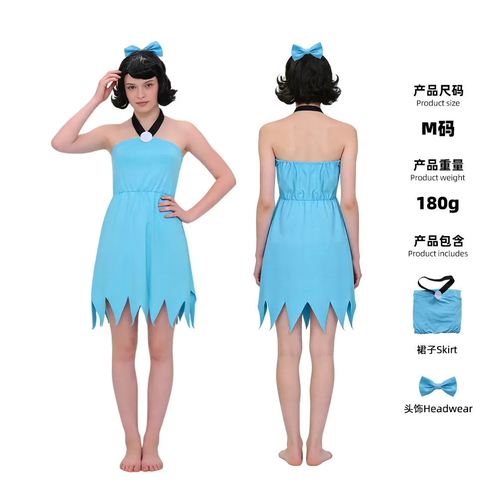 Modern Primitive People Fred and Wilma Flintstone Costume Barney Rubble Caveman Outfit - Wilma Costume / Kids 130-150cm