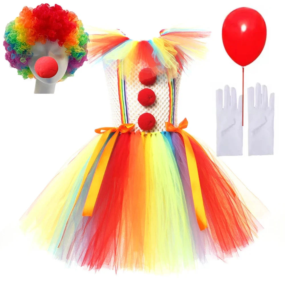 Clown Costumes Rainbow Tutu Dress for Kids Girls Circus Horror Clown - product image 7