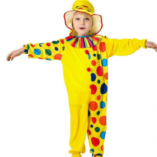 Kids Boy Girls Halloween Clown Costume Performance Kindergarten Makeup Ball Dressed Up - YELLOW / L
