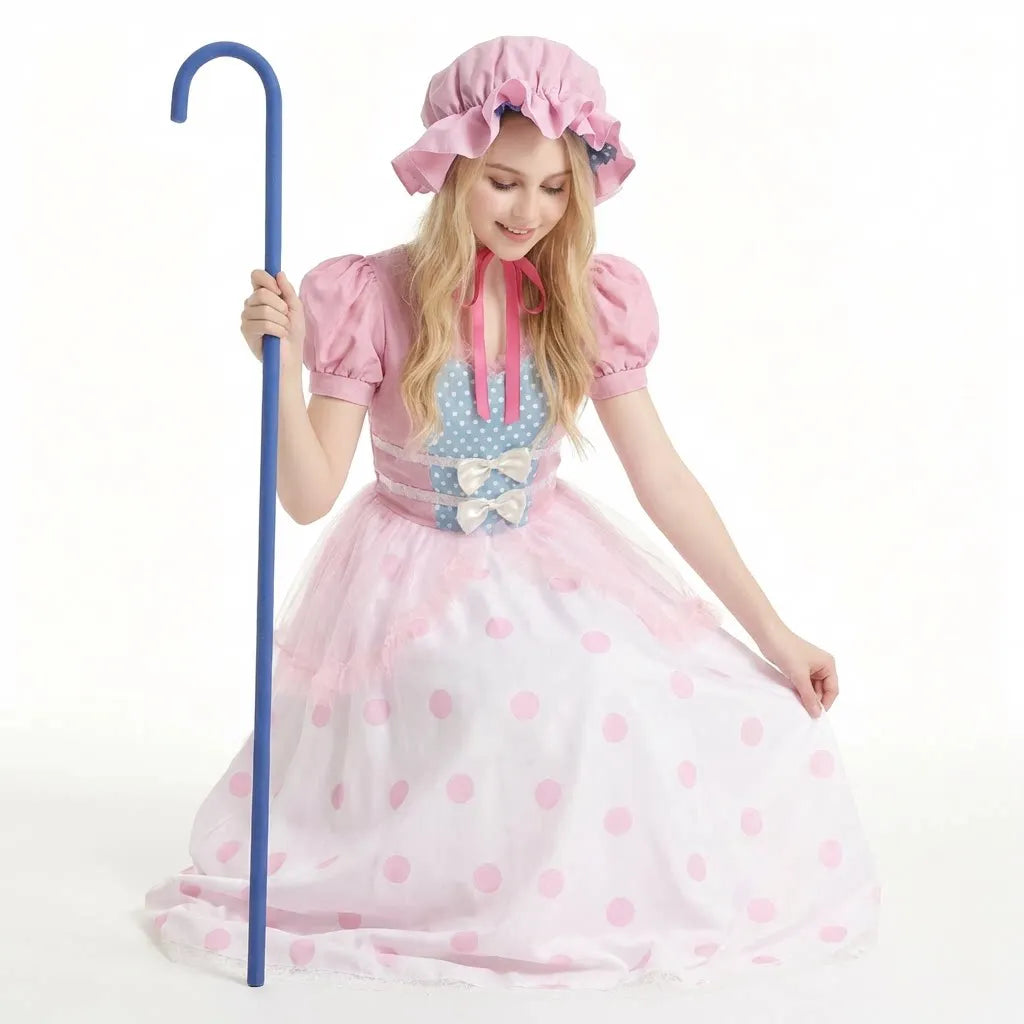 Novedan Bo Peep-Inspired Shepherdess Costume – Adult & Kids' Pink Dress