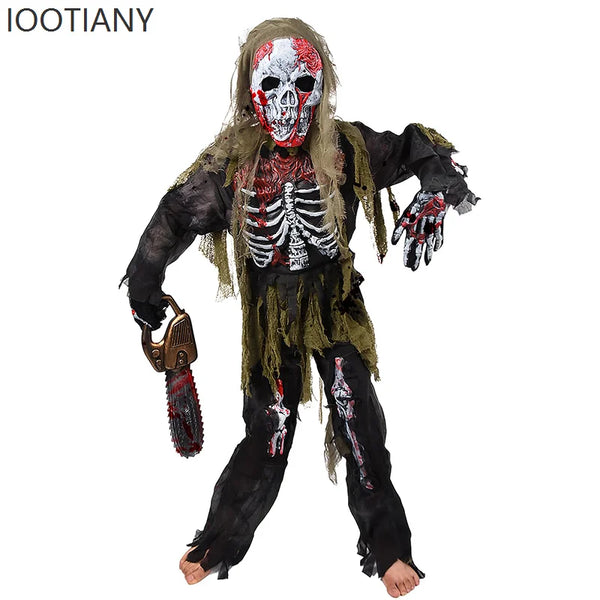 Boys Burning Skeleton Zombie Costume - Horror Halloween Outfit