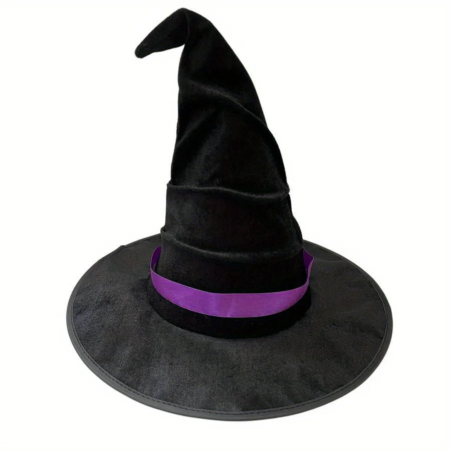 Halloween Crumpled Witch Hat Party, Witch Hat Black Velvet Witch Costume - product image 7