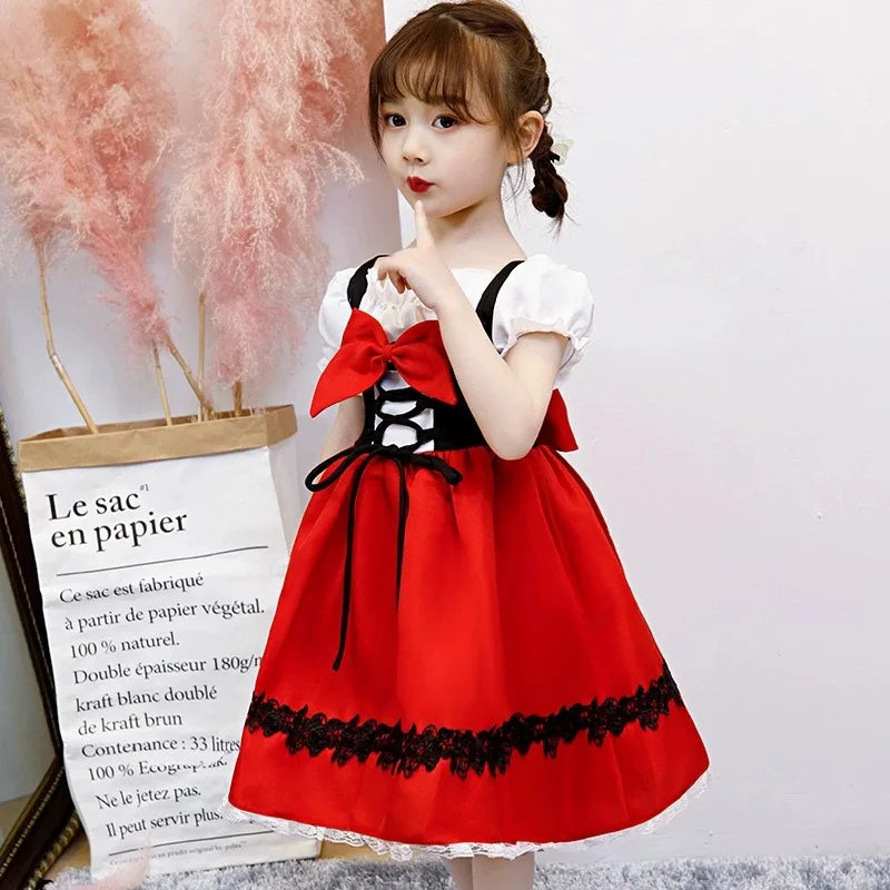 Kids' Girls Little Red Riding Hood Dress Princess With Cape Costume - alternate view 3