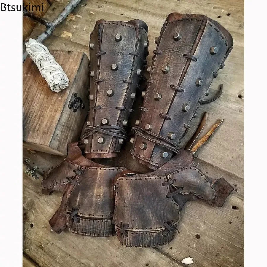 Medieval Viking Arm Bracers - Lace-Up Costume Armor - view 4