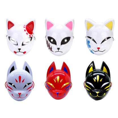 Japanese Anime Demon Slayer Mask Costume Anime Props Halloween Fox Mask Hanfu Costume - Style 2-Red