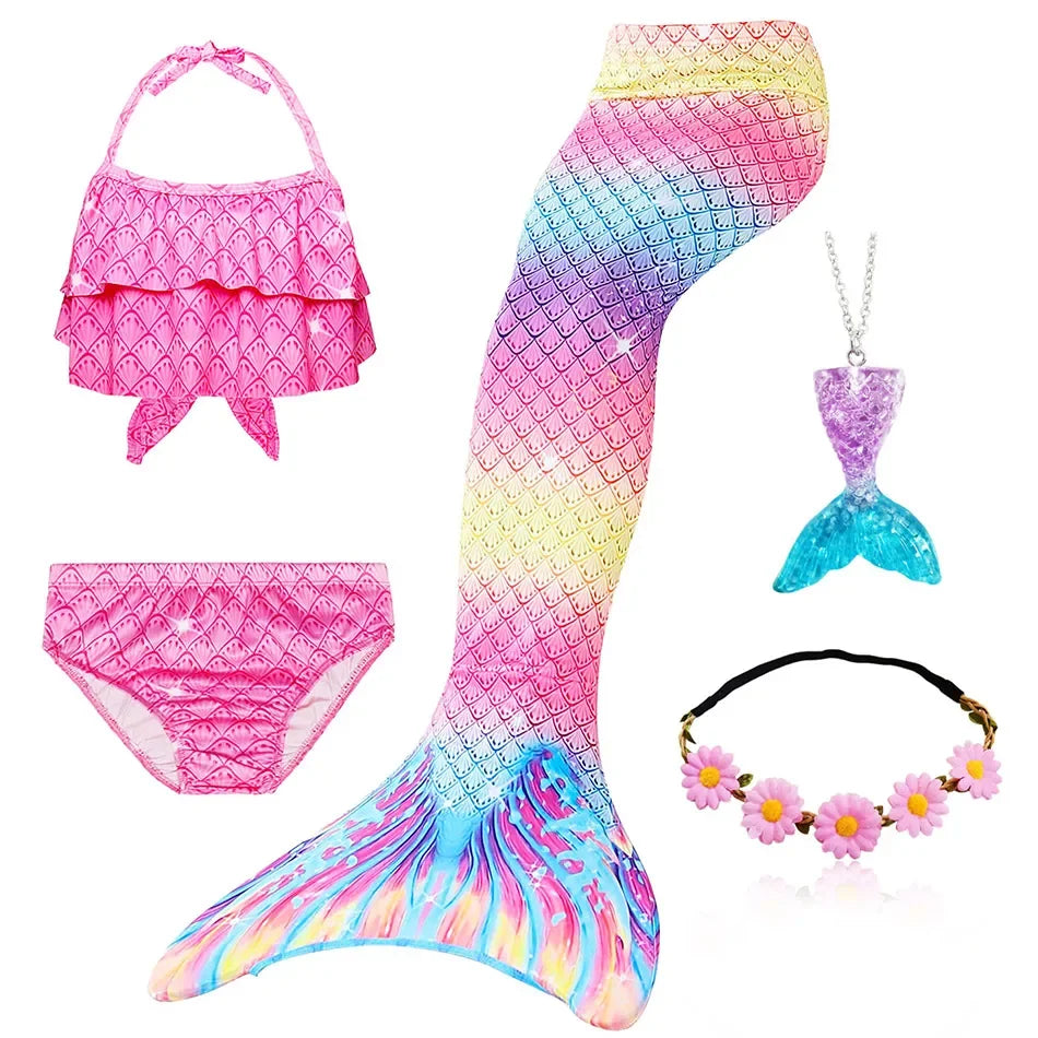 Mermaid Princess-Inspired Tail Memaid Swimsuit Bikini Bathing Suit Costume Girls Can