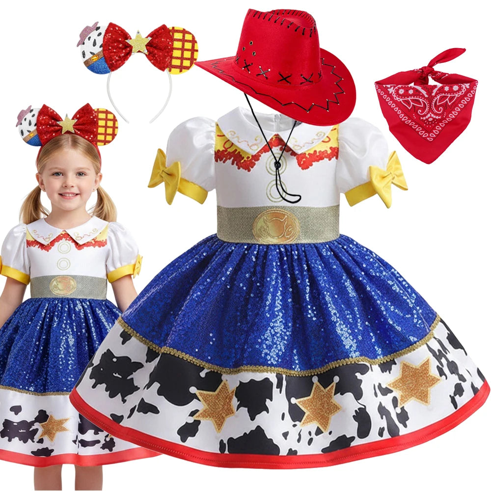 Girls Movie Jessie-Inspired Dress Cowgirl Costume Costume Kids Fancy Outfit Clothes