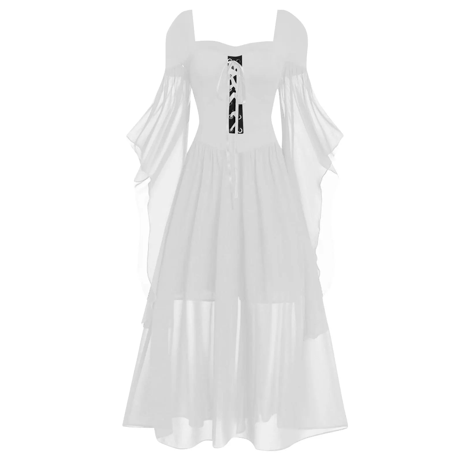Women's Vintage Gothic Dress Halloween Witch Cosplay Costumes Off Shoulder Lace-Up Medieval Maxi Dress Retro - product image 9