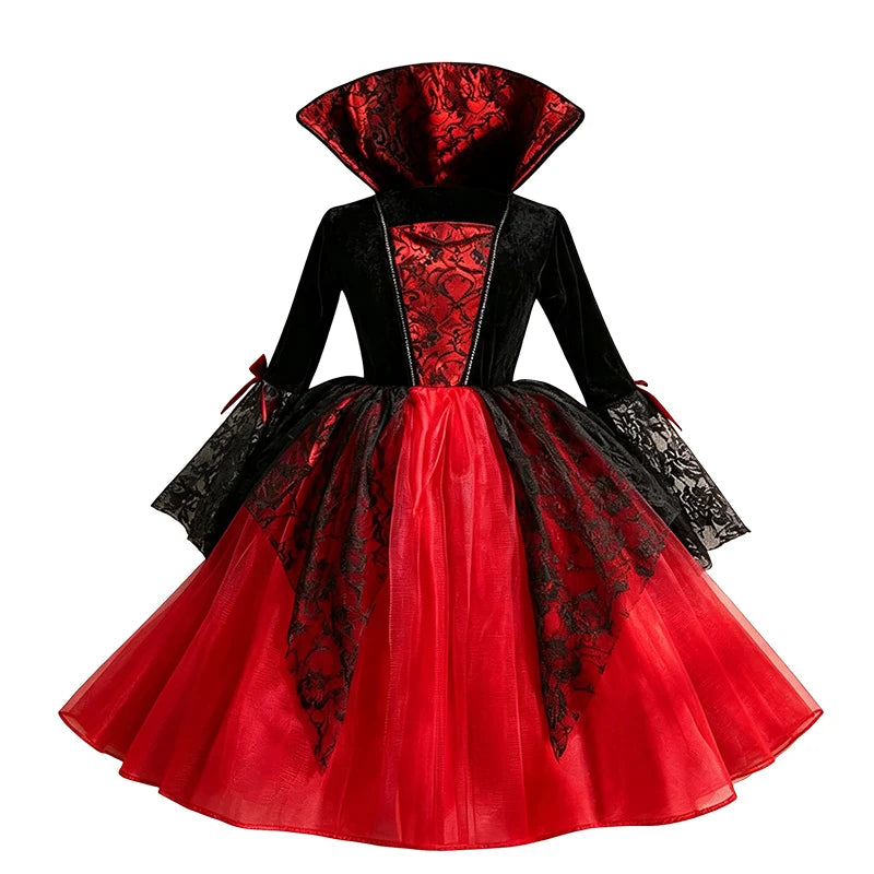 Girls Gothic Vampire Costume – Black & Red Dress or Accessory Sets
