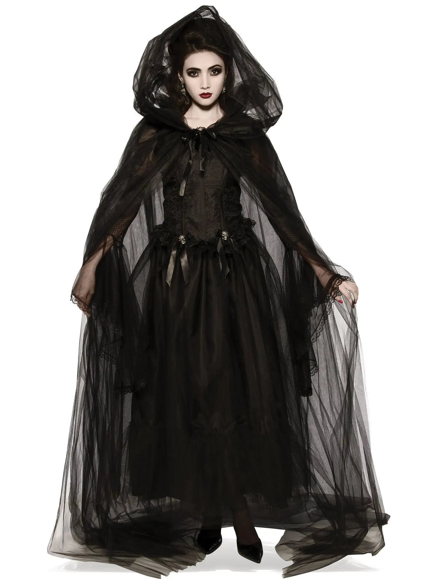 Women Halloween Gothic Witch Ghost Bride Cosplay Costume Multi‑Style Black - product image 7