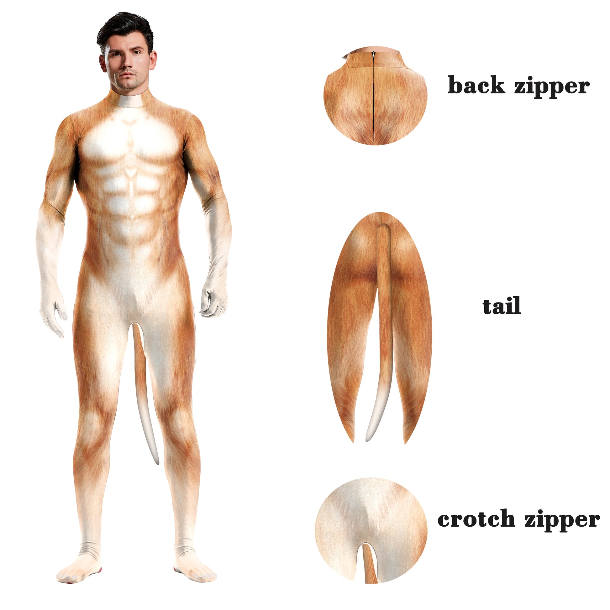 Adult Animal Elastic Fitness full bodysuit tail Whole Zentai Costume - alternate view 3
