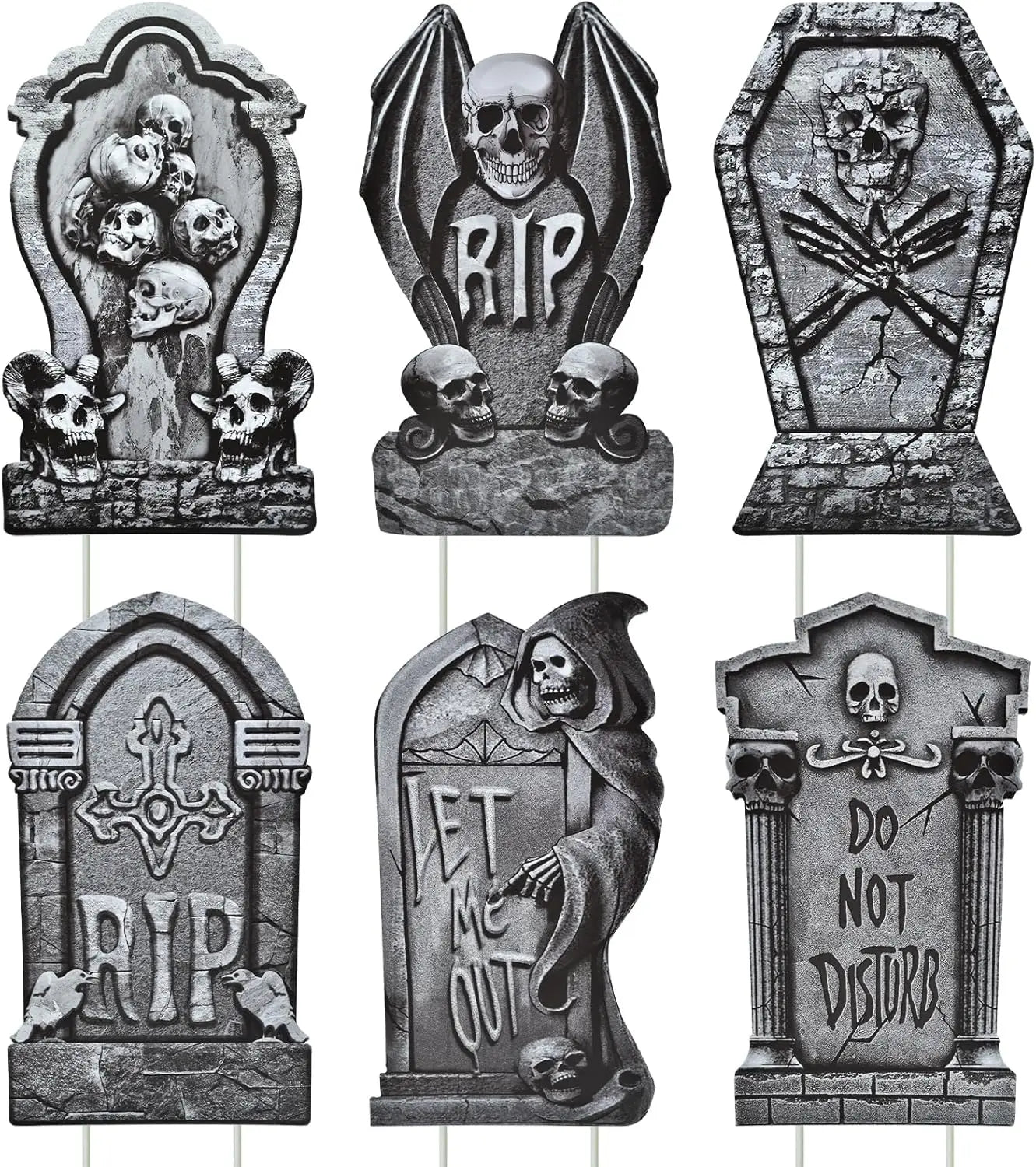 Halloween Tombstone Yard Sign Decorations with Stakes Skeleton Grim Reaper Pattern Halloween Party Decor Lawn - product image 7