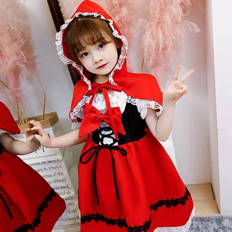Kids' Girls Little Red Riding Hood Dress Princess With Cape Costume - alternate view 4