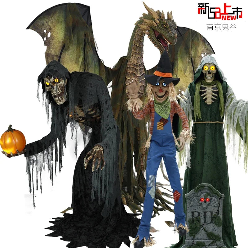 Decoration Large Electric Skull Sensing Sound Ghost Witch Pumpkin Man