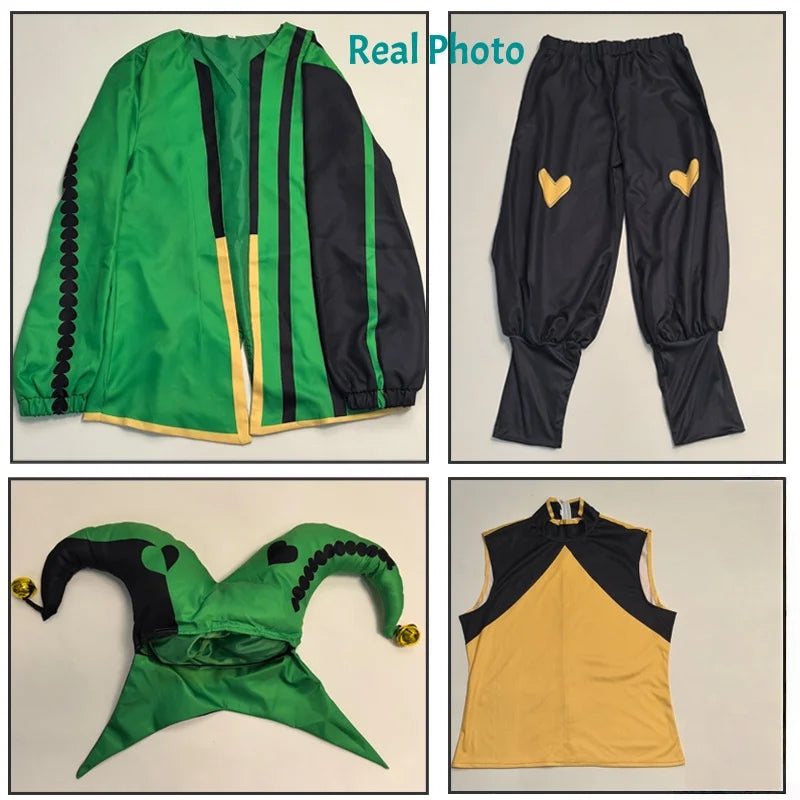 The Freak Circus Harlequin Clown Costume Coat Hat Shawl Belt Gloves Socks Outfit for - Costume Set / L