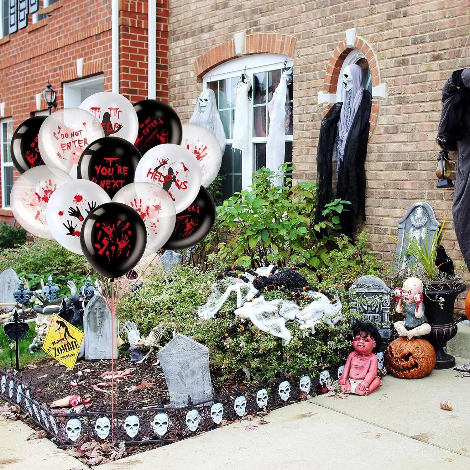 Halloween Balloons, 12 Inch Bloody Balloon, Horror Balloons with Scary Blood Handprint Zombie Latex Balloon - product image 2