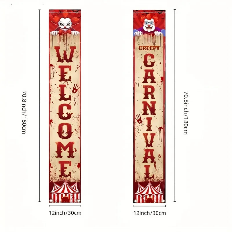 1 pair, 2D flat, Halloween evil circus decorations, spooky carnival front - product image 6