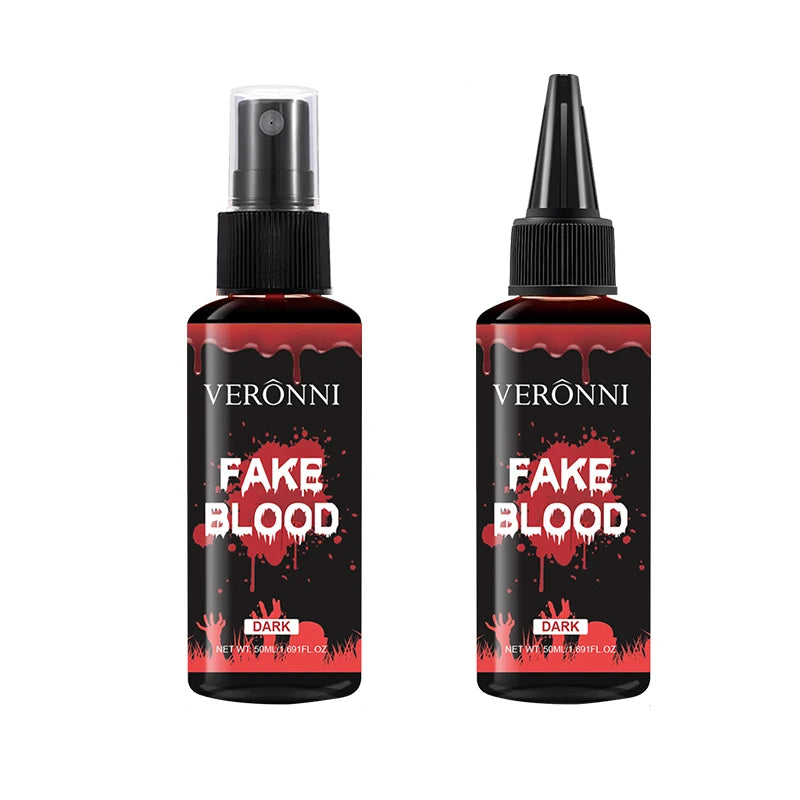 VERONNI Fake Blood Makeup Kit Spray & Squeeze Bottles Realistic Dark Washable Artificial Blood Liquid for - product image 9